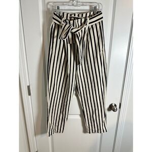 Polo Ralph Lauren Striped High Rise Paper Bag Waist Ankle Pants Size 6‎